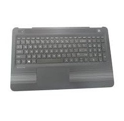 CLAVIER AZERTY + COQUE NOIRE BANDES ARGENT HP Pavilion 15-AU - 856026-051