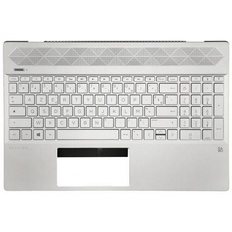 CLAVIER AZERTY RETROECLAIRE + COQUE SILVER HP 15-CS, 15-CW - L24752-051