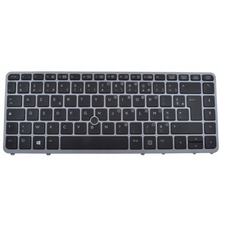 CLAVIER AZERTY RETROECLAIRE + CADRE SILVER HP Elitebook 840 G1, 840 G2 - 762758-051 - Gar 1 an